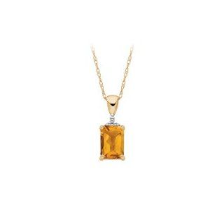 10kt. Gold Citrine Pendant with Diamond Accents Pendant Necklaces Jewelry