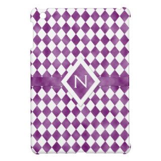 Girly Violet Magenta and White Argyle Personalized Case For The iPad Mini