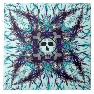 Blue Gothic Skull Tile