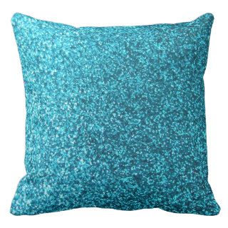 Faux Blue Glitter Pillow