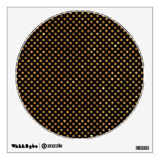 Modern Girly Gold Glitter Polka Dots Pattern Black Wall Decor