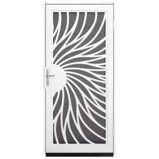 Unique Home Designs Solstice 36 in. x 80 in. White Outswing Security Door with Insect Screen and Satin Nickel Hardware IDR31000362150