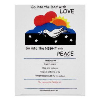 "Go Into the Day with Love" poster with Pledge