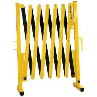 Versa Guard VG 1000 Aluminum/Steel Expandable Portable Safety Barricade with Stationary Feet, 37" Height, 17" to 136" Expanded Height, Yellow/Black Industrial Safety Chain Barriers