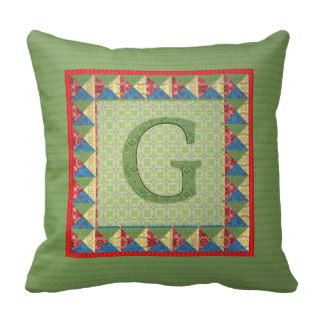 Letter G 'Fabric Quilt' Style Initial and Pattern Throw Pillows