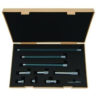 Mitutoyo 137 219 Tubular Vernier Inside Micrometer, Extension Rod Type, Carbide Tipped Face, 2 40" Range, 0.001" Graduation, +/ 8.00092" Accuracy, 8 pcs Extension Rods