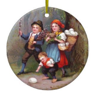 Vintage Easter Egg Hunters Christmas Tree Ornaments