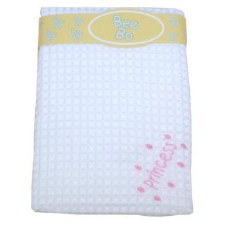 BabyPrem Large Soft White Acrylic Baby Shawl / Blanket   'Princess' & Waffle Design, 122 x 122 cm  Baby