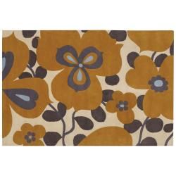 Amy Butler Gold Floral Hand tufted New Zealand Wool Rug (7'9 x 10'6) Amy Butler 7x9   10x14 Rugs