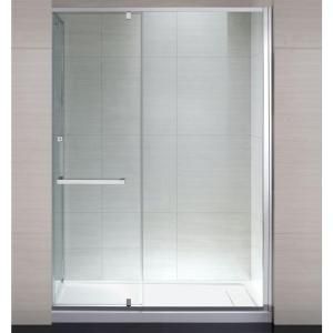 Schon Brooklyn 60 in. x 79 in. Frameless Shower Enclosure with Hinged Glass Shower Door in Chrome and Clear Glass SC70021