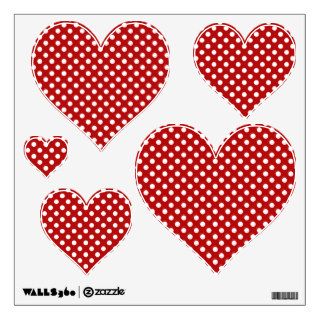 Red and White Polka dot Heart Wall Decals