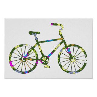 Vintage Retro Hipster Floral Bicycle Poster