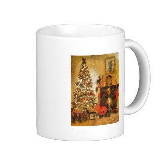 Old Fashion Christmas Tree And Fireplace Coffee Mugs