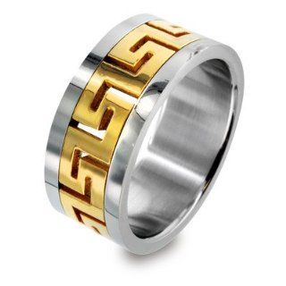 Stainless Steel Greek Key Design Ring Size 12 Jewelry