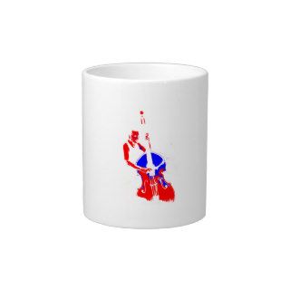 Two Toned Upright Bass Player Outline Red Blue Jumbo Mug
