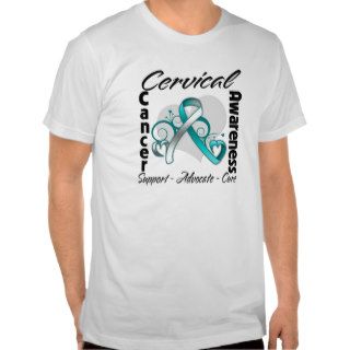 Heart Ribbon   Cervical Cancer Awareness T Shirts