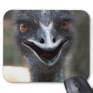 Emu saying HI Open beak big brown eyes picture Mousepad
