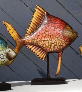 Evergreen Enterprises 8TAM114 14.5 in. Metal Red Fish Sculpture on Stand   Wall Sculptures