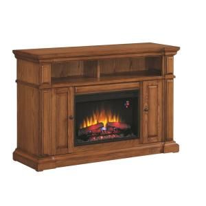 Hampton Bay Chatham 56 in. Media Console Electric Fireplace in Oak 82674