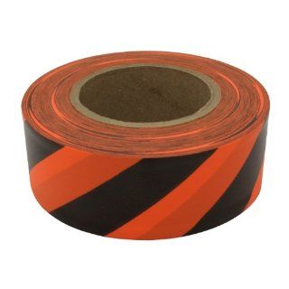 Presco SOBK 658 300' Length x 1 3/16" Width, PVC Film, Orange and Black Striped Patterned Roll Flagging (Pack of 144) Safety Tape