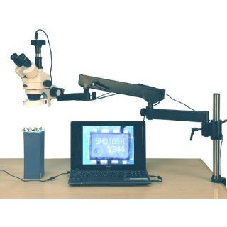 AmScope SM 8TZ 144S 10M 3.5X 90X 144 LED Articulating Arm Zoom Stereo Microscope + 10MP Digital Camera