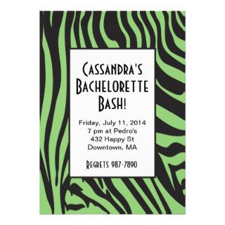 Green Zebra Print Bachelorette Invitations