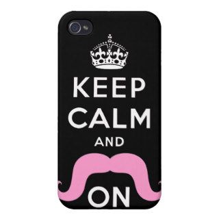 Funny Pink Mustache and Keep Calm  Covers For iPhone 4