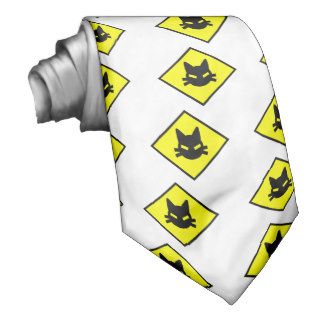 Mad Kitty Cat Crossing Sign Neck Ties