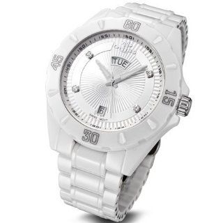 Oniss #ON8013 M Men's White Ceramic Diamond Index Sports Watch with White Trim Watches