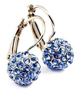 Silver & Blue Fireball Leverback Earrings Jewelry