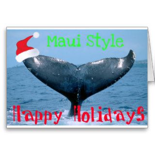 HAPPY HOLIDAYS  "MAUI STYLE" WHALE TAIL GREETING CARD