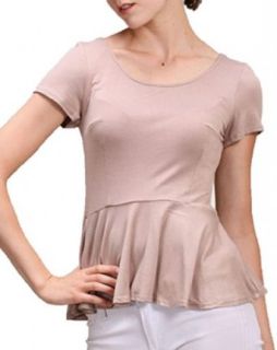 Always Women's Knit Peplum Top with Contrast Zipper   Small Taupe Fashion T Shirts