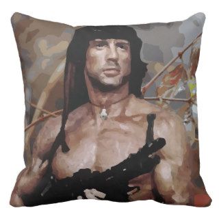 rambo first blood drawing throw pillows