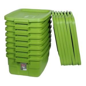 Rubbermaid Roughneck 10 Gallon Storage Tote in Green (8 Pack) 1863162