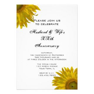 Yellow Sunflower Wedding Anniversary Party Custom Invites
