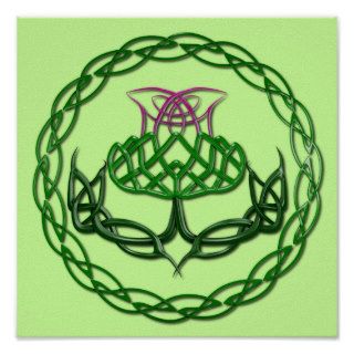 Colorful Celtic Knot Thistle Poster