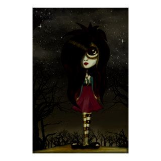 Cyclops whimsical Gothic Girl art poster