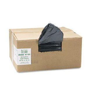 Earthsense Commercial Recycled Can Liners, 56 gal, 1.25 mil, 43 x 48, Black, 100/Carton (WBIRNW4750) 