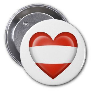 Austrian Heart Flag on White Pinback Buttons