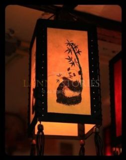 Hls155 Panda and Bamboo Hanging Lampshade   Asian Handmade Decor & Gift    