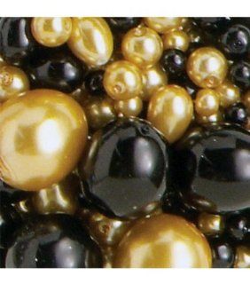 Blue Moon Frosting Assorted Glass Pearls, 156/Pkg, Black/Gold