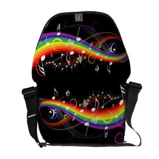 Rainbow White Music Notes Rickshaw Messenger Bag