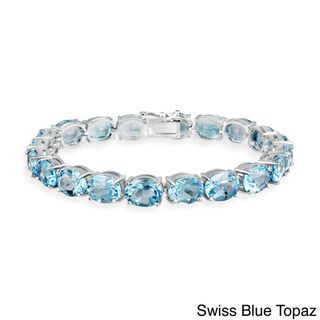 Glitzy Rocks Sterling Silver 44 CTW Blue Topaz Bracelet Glitzy Rocks Gemstone Bracelets