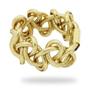 Gioelli 14k Yellow Gold Braided Mesh Ring Gold Rings