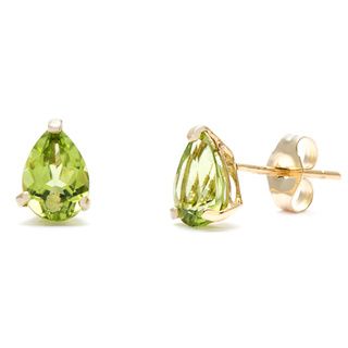 Kabella 14k Yellow Gold Pear Peridot Stud Earring Kabella Jewelry Gemstone Earrings
