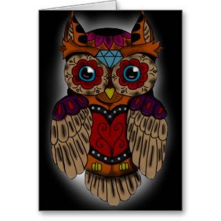 Sugar Skull Owl Greeting Card