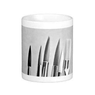 Black and white paint brushes design mugs