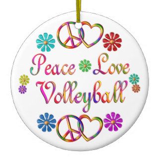 PEACE LOVE VOLLEYBALL CHRISTMAS ORNAMENTS