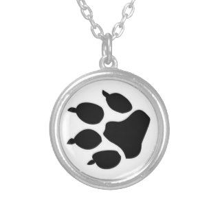 Black Dog Paw Print Necklace