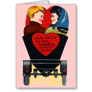 Cute Vintage "auto be mine" Valentines Day Card